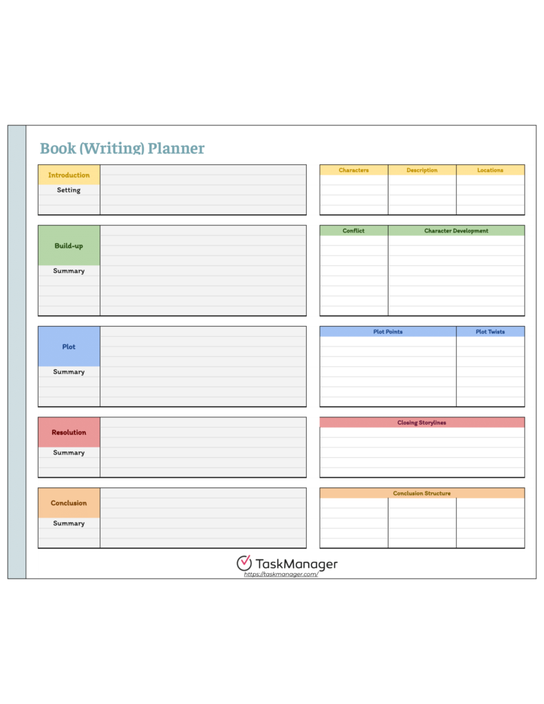 Free Book (Writing) Planner Template | PDF | Word | Excel